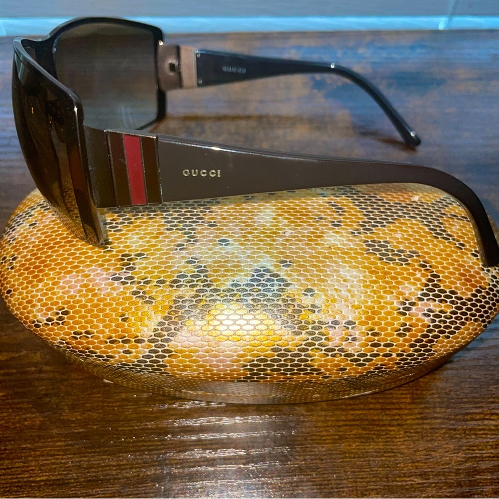 GUCCI VINTAGE BROWN METAL SUNGLASSES GG1821/S